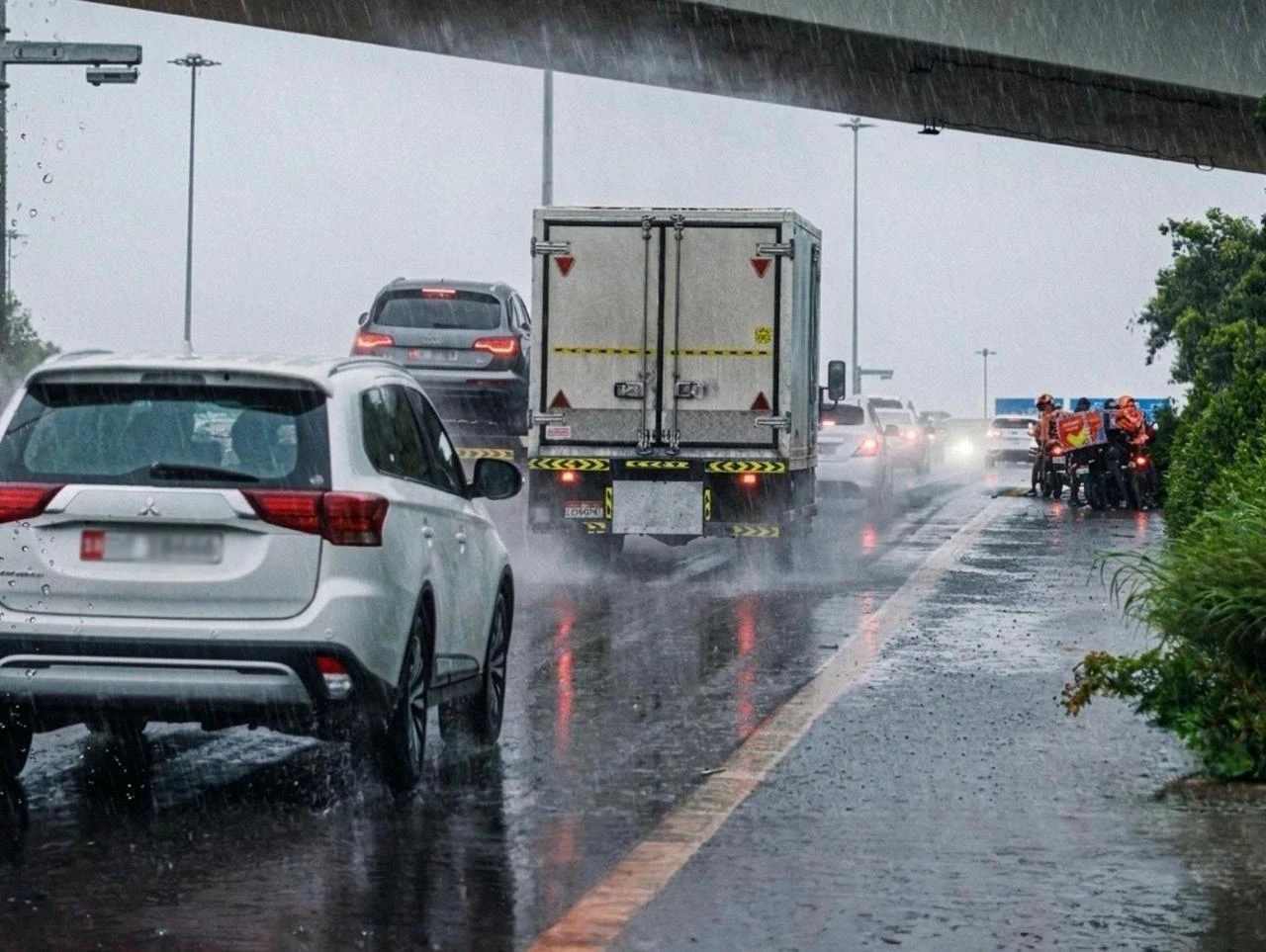 السلامة أولاً.. شرطة أبوظبي تدعو للالتزام بقواعد المرور أثناء الأمطار