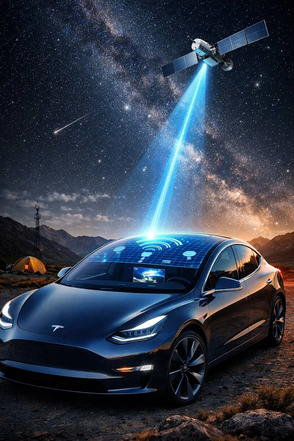 براءة اختراع جديدة لـTesla لالتقاط الإنترنت عبر الأقمار الصناعية من سقف السيارة